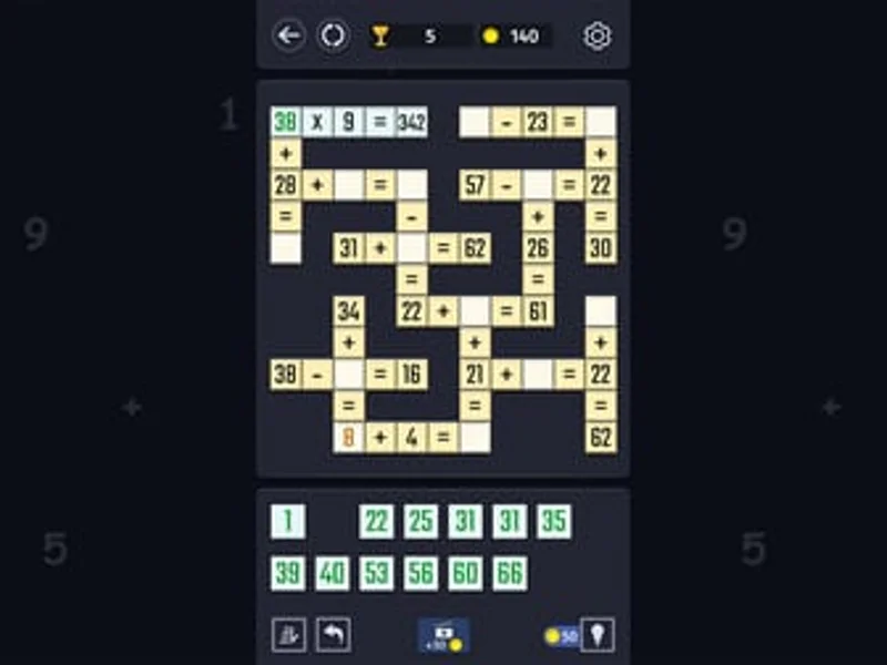 Math Puzzles Crosswords Action Math Puzzles Crosswords Action - Game screenshot