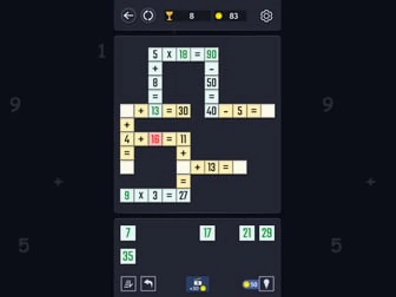 Math Puzzles Crosswords Character Math Puzzles Crosswords Character - Game screenshot